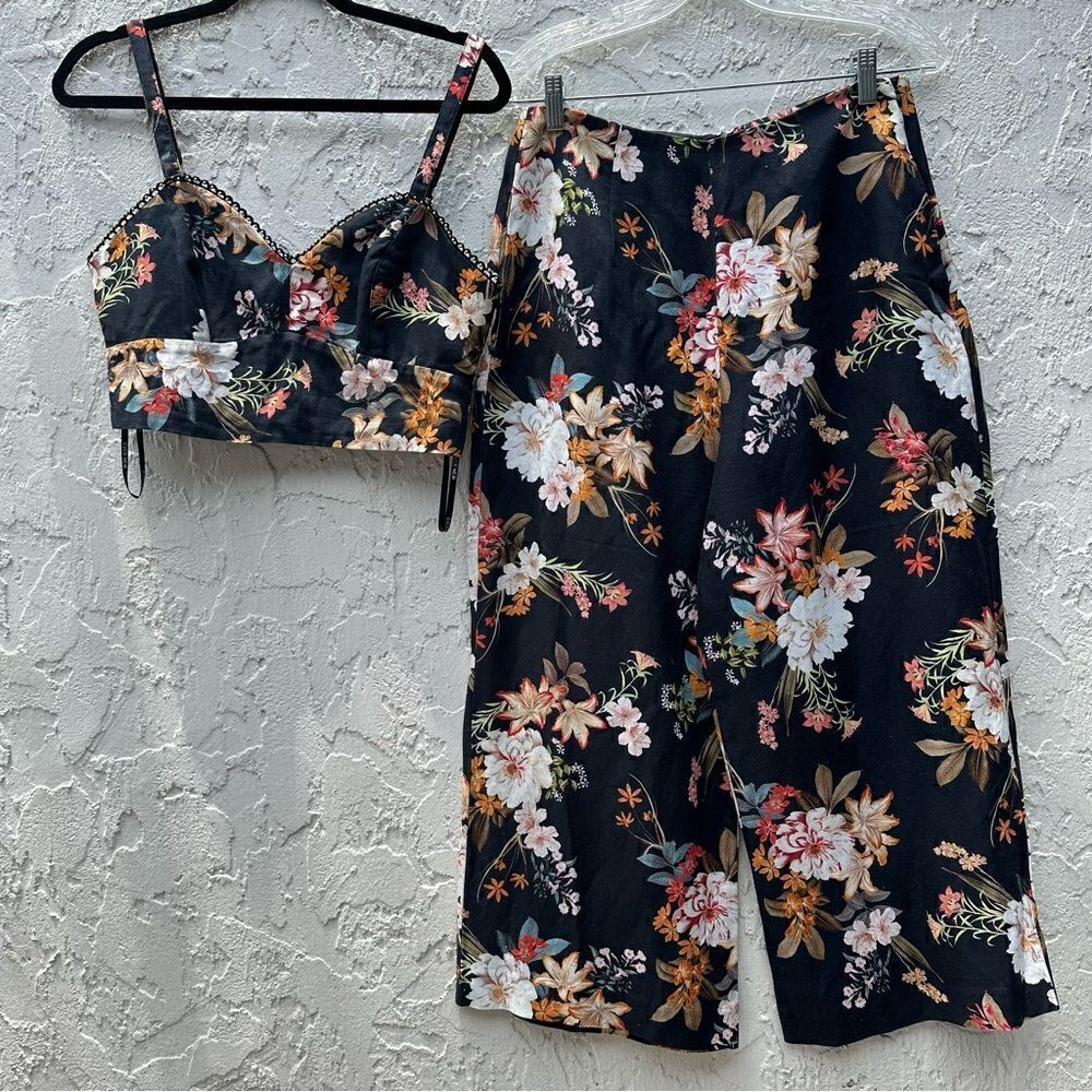EVER NEW 2 Piece Set Women Size 6‎ Crop Top Pant Floral Boho Australia